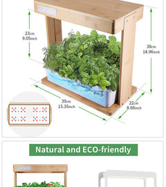 Bamboo Smart Indoor Planter with LED Grow Lights